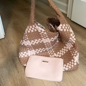 Shiraleah Woven Leather Hobo Bag w/mini pouch